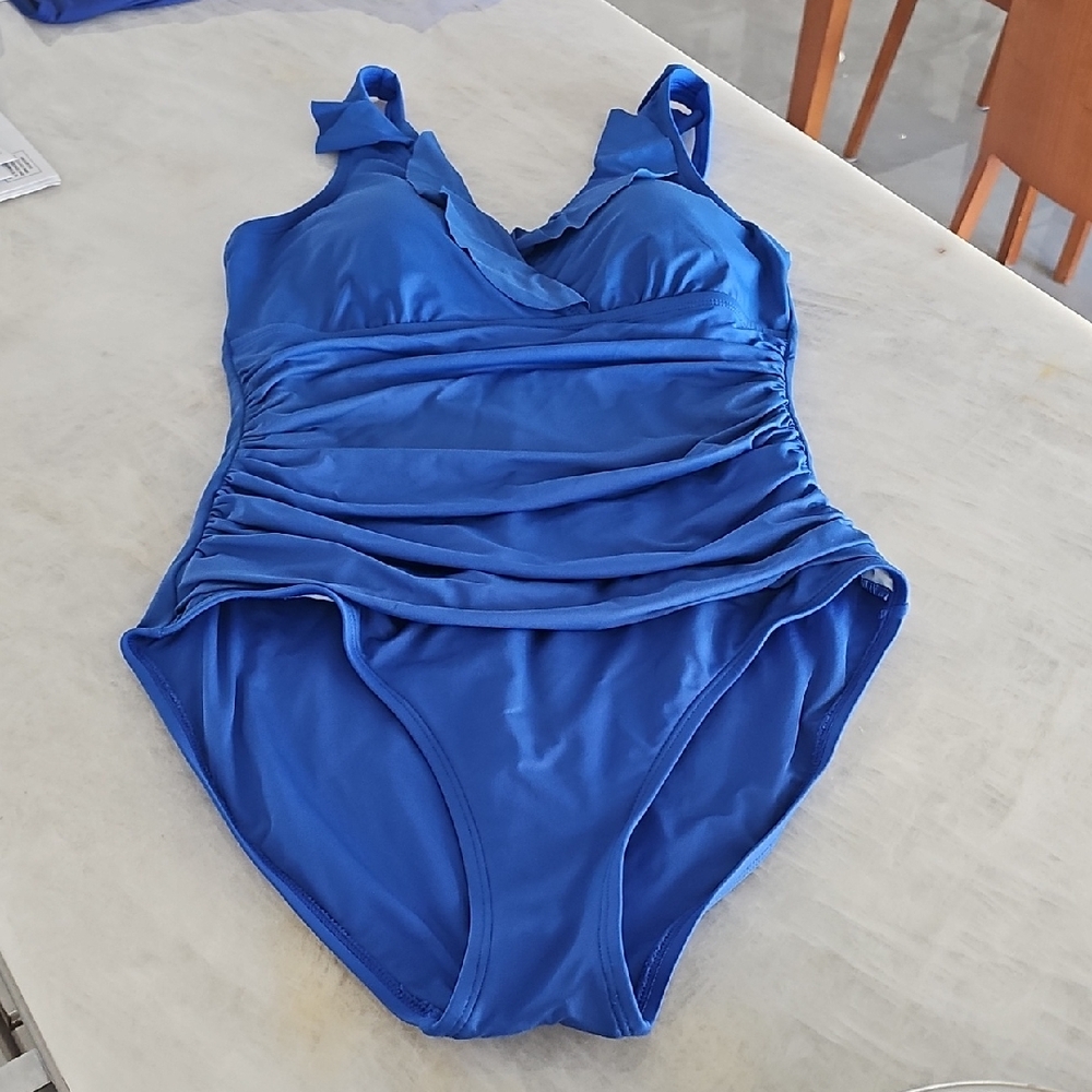 LaBlanca Blue Swimsuit with Adjustable Ruffle Straps Used